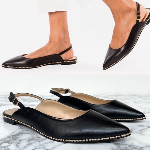 Coach Shoes Coach Black Vae Leather Slingback Flats Skimmers Studded C236 Size 9 Poshmark